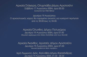 Αυγουστιάτικη πανσέληνος 2024 στους αρχαιολογικούς χώρους της Χαλκιδικής